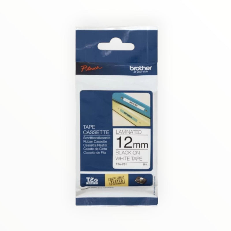 Brother TZe-231 Black on White Laminated Labeling Hand-held Adhesive Tape (Manual)  (Set of 1, Multicolour) - MHC World