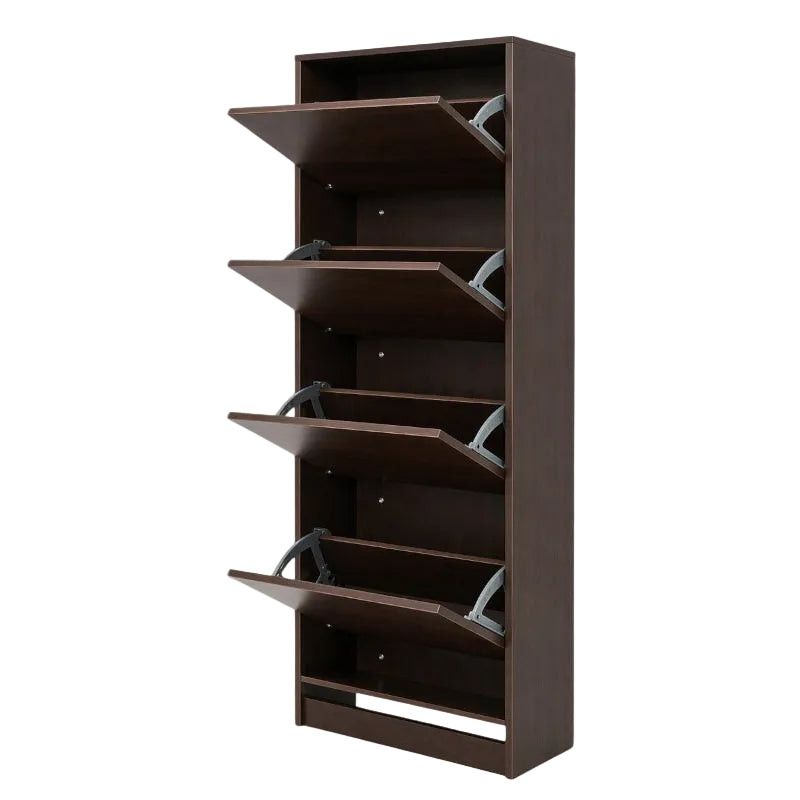 Mirror Shoe Cabinet 5 Tier Single Brown
