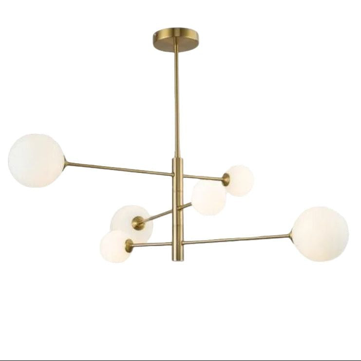 Brightstar CH394/6 GOLD Metal and Opal Glass Chandelier Gold