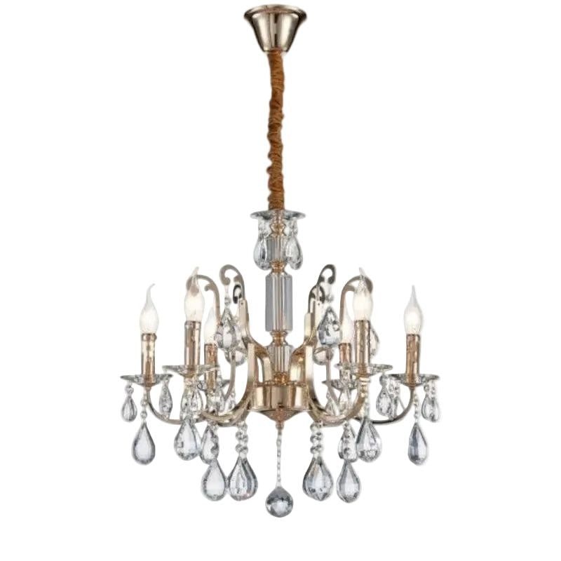 Brightstar CH511/6 CRYSTAL Iron Clear Glass and Crystal Chandelier
