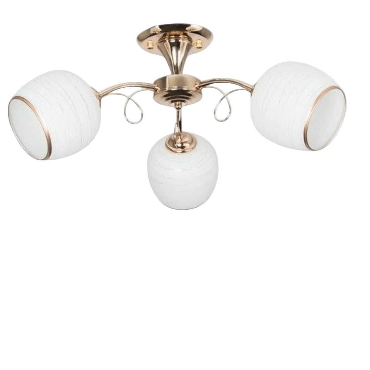 Brightstar CH491/3 GOLD Metal Chandelier with White Patterned Glass Gold.