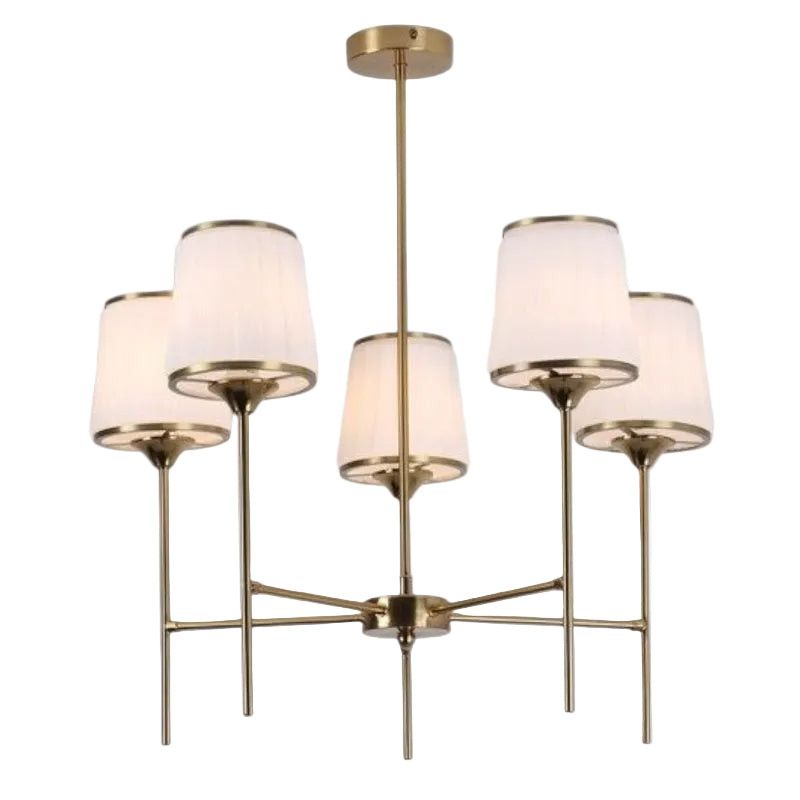 Brightstar CH707/5 BRASS Metal Chandelier with White Glass Shades 5X40W Ses Brass.