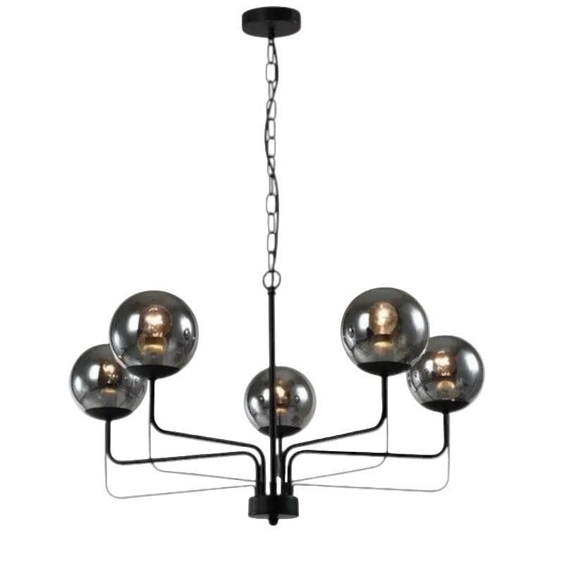 Brightstar CH703/5 BLACK Metal Chandelier with Smokey Glass E14 Black.