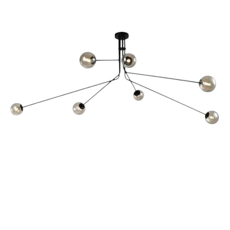 Brightstar CH700/7 BLACK Metal Chandelier with Amber Glass.