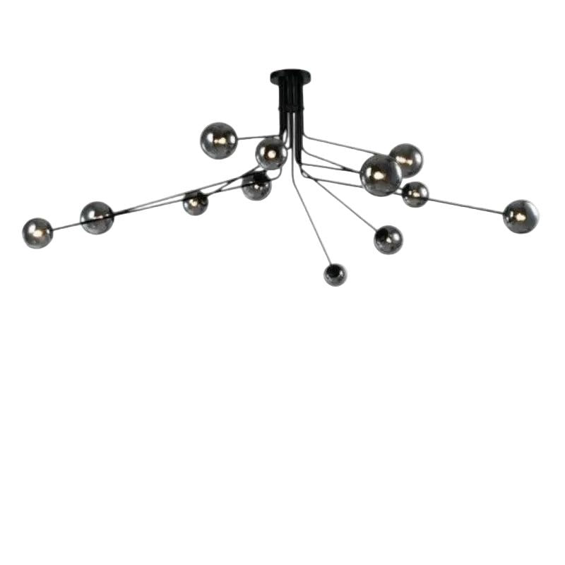 Brightstar CH701/12 BLACK Metal Chandelier with Smoke Colour Glass.