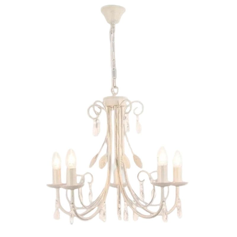 Brightstar CH360/5 FOSSIL Metal Chandelier with Clear Acrylic Crystals Fossil White.