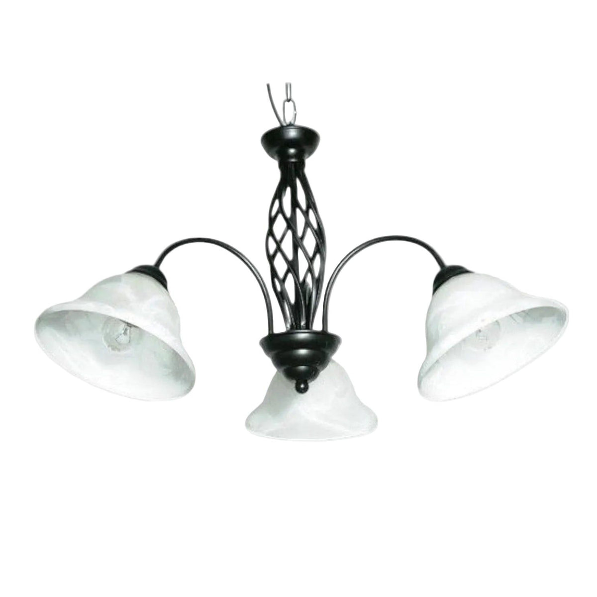 Brightstar CH1032/3 BLACK Metal Chandelier with Alabaster Glass.