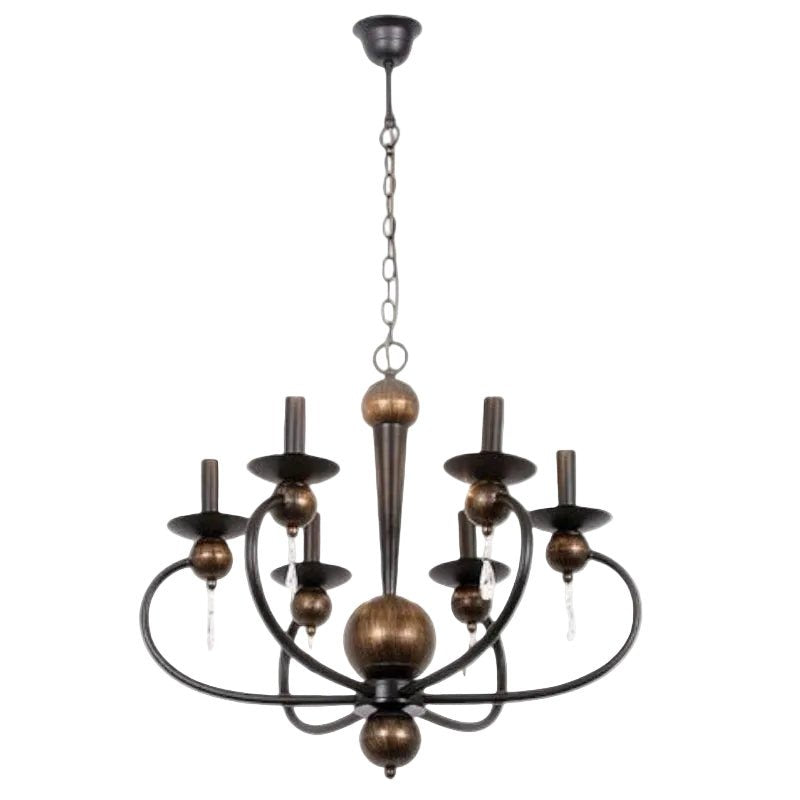 Brightstar CH3063/6 BK/GOLD Metal Chandelier.