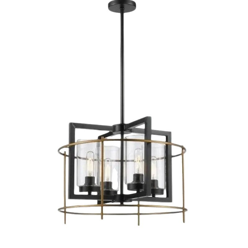 Brightstar CH082/4 BK/GD Metal Chandelier with Clear Glass.