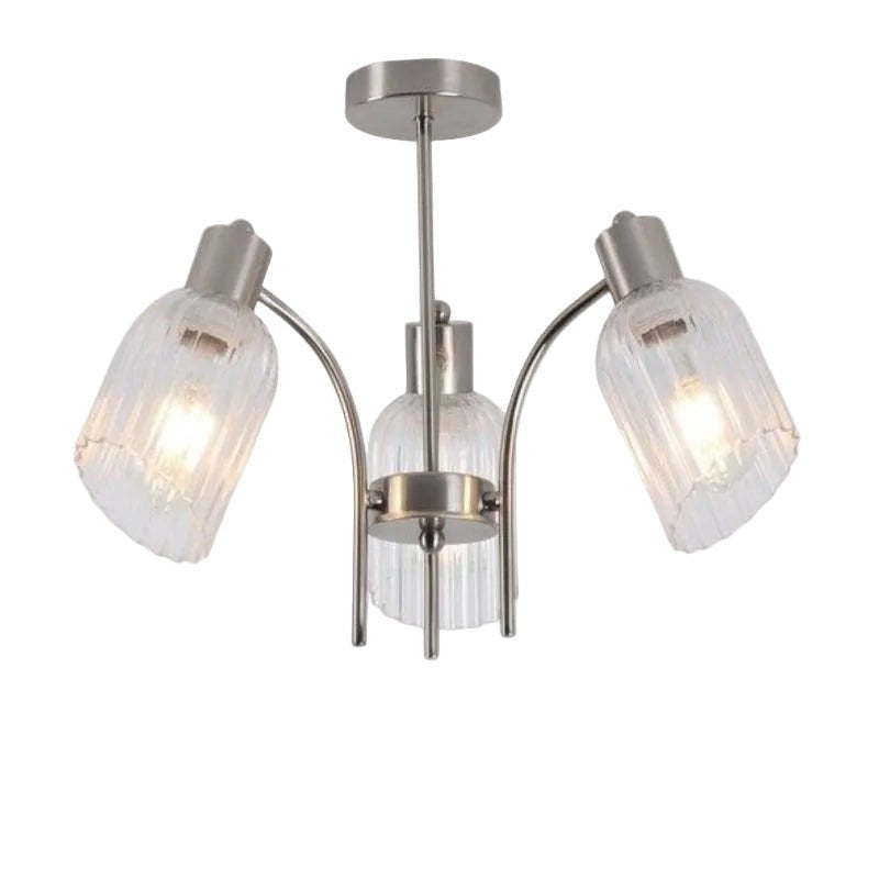 Brightstar CH710/3 SATIN Satin Chrome Chandelier with Clear Fluted Glass 3X60W Es.