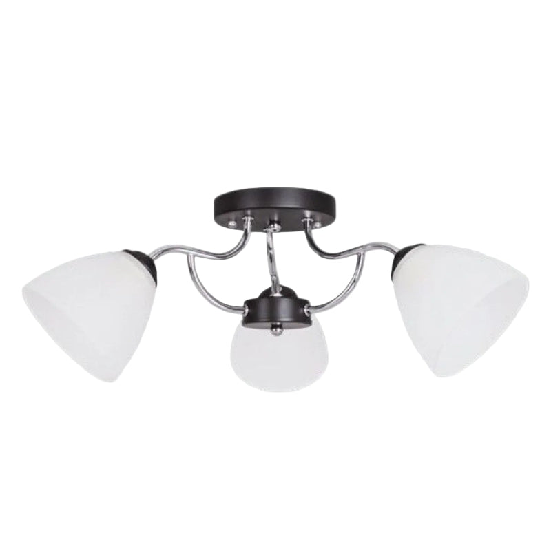 Brightstar CH178/3 CHROME Polished Chrome and Black Metal Chandelier with Frosted Glass