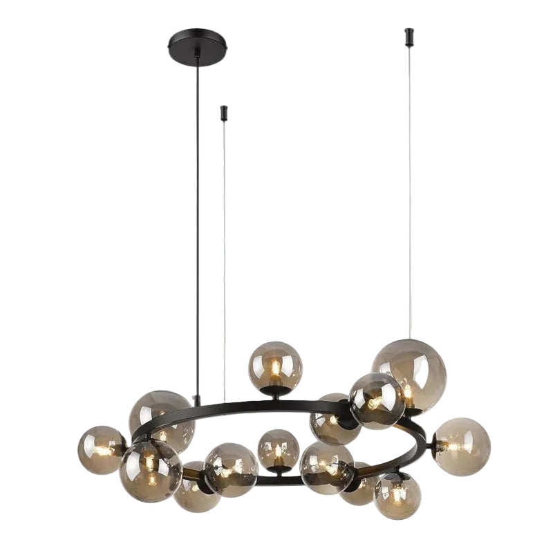 Brightstar PEN472/14 MATT BLACK Metal Pendant with Smoke Colour Glas.