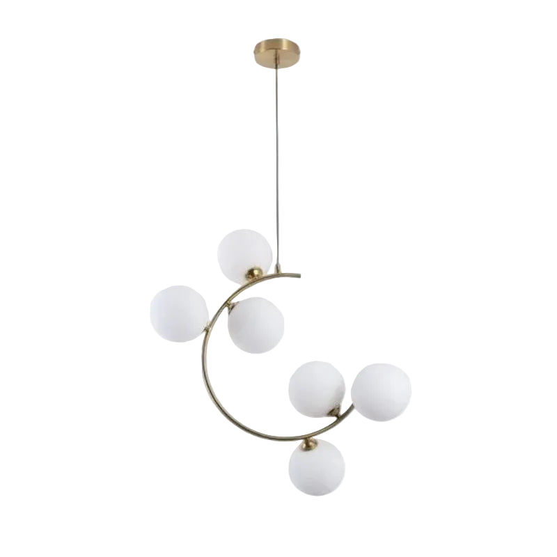 Brightstar PEN894/6 BRASS Metal Pendant with White Glass Brass 6xG9