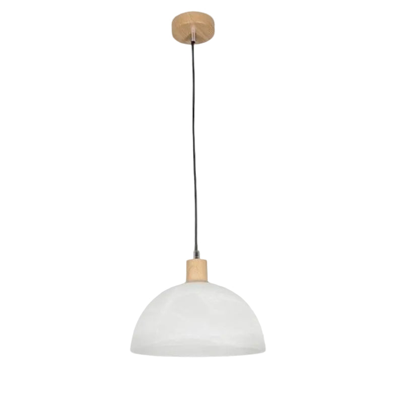 Brightstar PEN686 ALABASTER Metal Cord Pendant with Wood Finish and Alabaster Glass