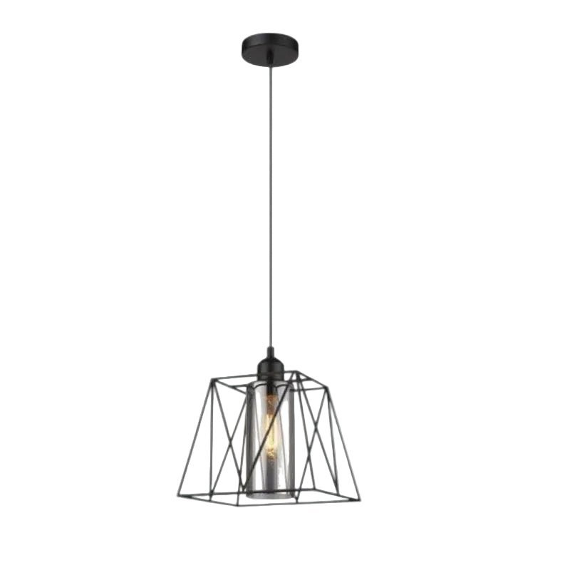 Brightstar PEN201 BLACK Metal Pendant with Smoke Colour Inner Glass Black