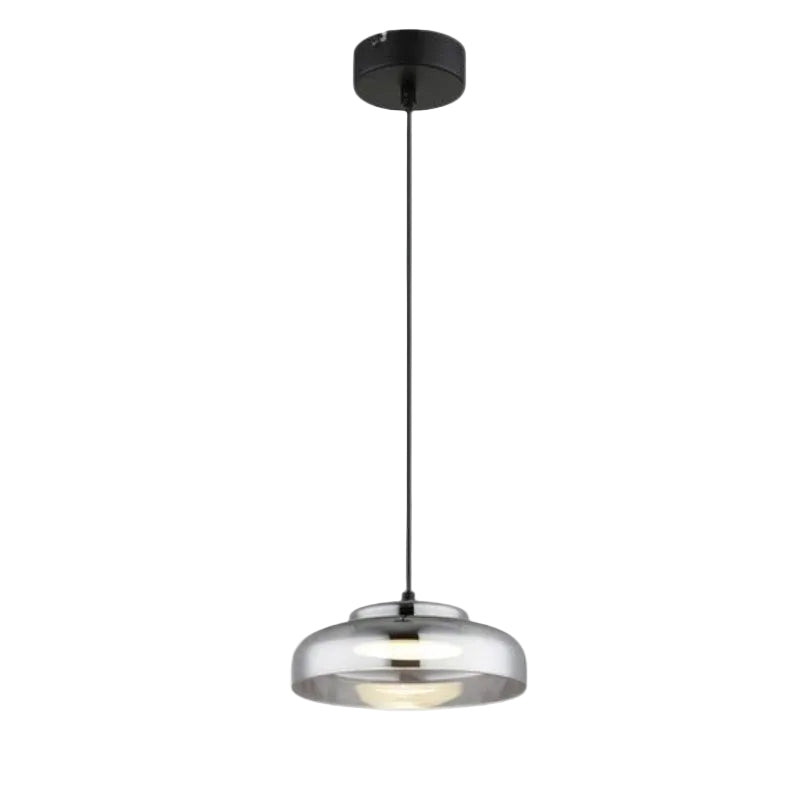 Brightstar PEN616 COOL 6W LED Metal Pendant with Smoke Colour Glass and PC Diffuser Black