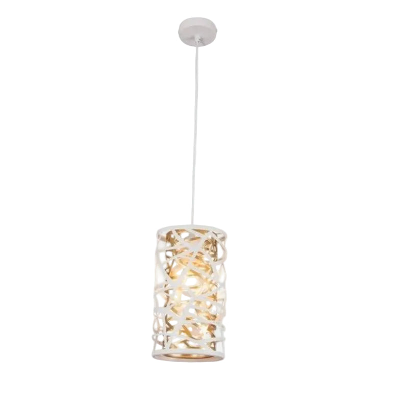 Brightstar PEN145 MATT WHITE Metal Pendant with Inner Gold Metal Frame E27 Matt White