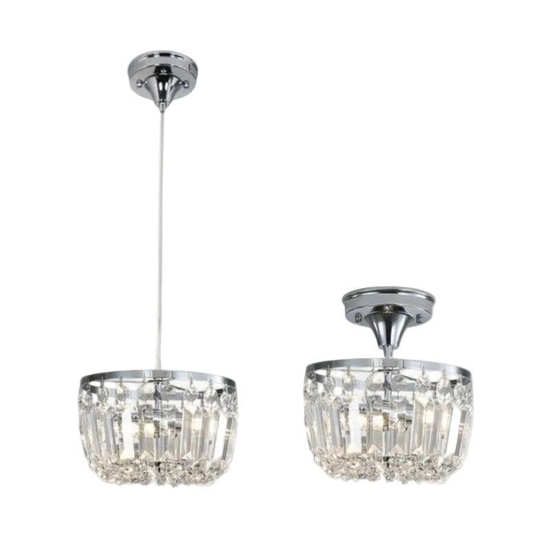 Brightstar PEN829 CHROME 2 in 1 Pendant and Ceiling Light Polished Chrome and Crystal Fitting with Clear Cable Chrome.