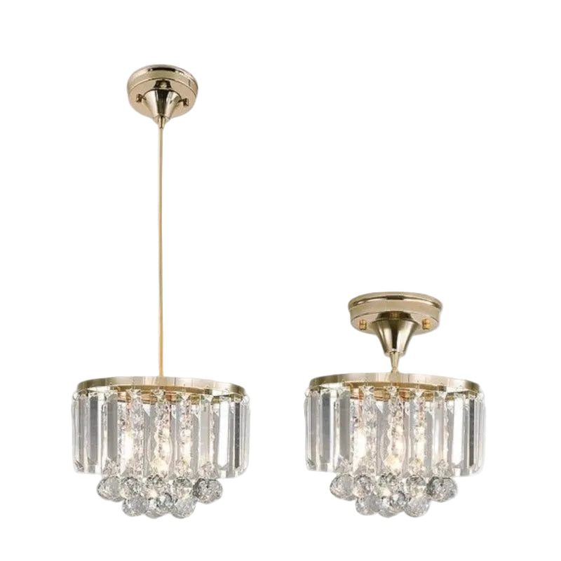 Brightstar PEN826 GOLD 2 in 1 Pendant and Ceiling Light Metal and Crystal Fitting with Gold Cable Gold