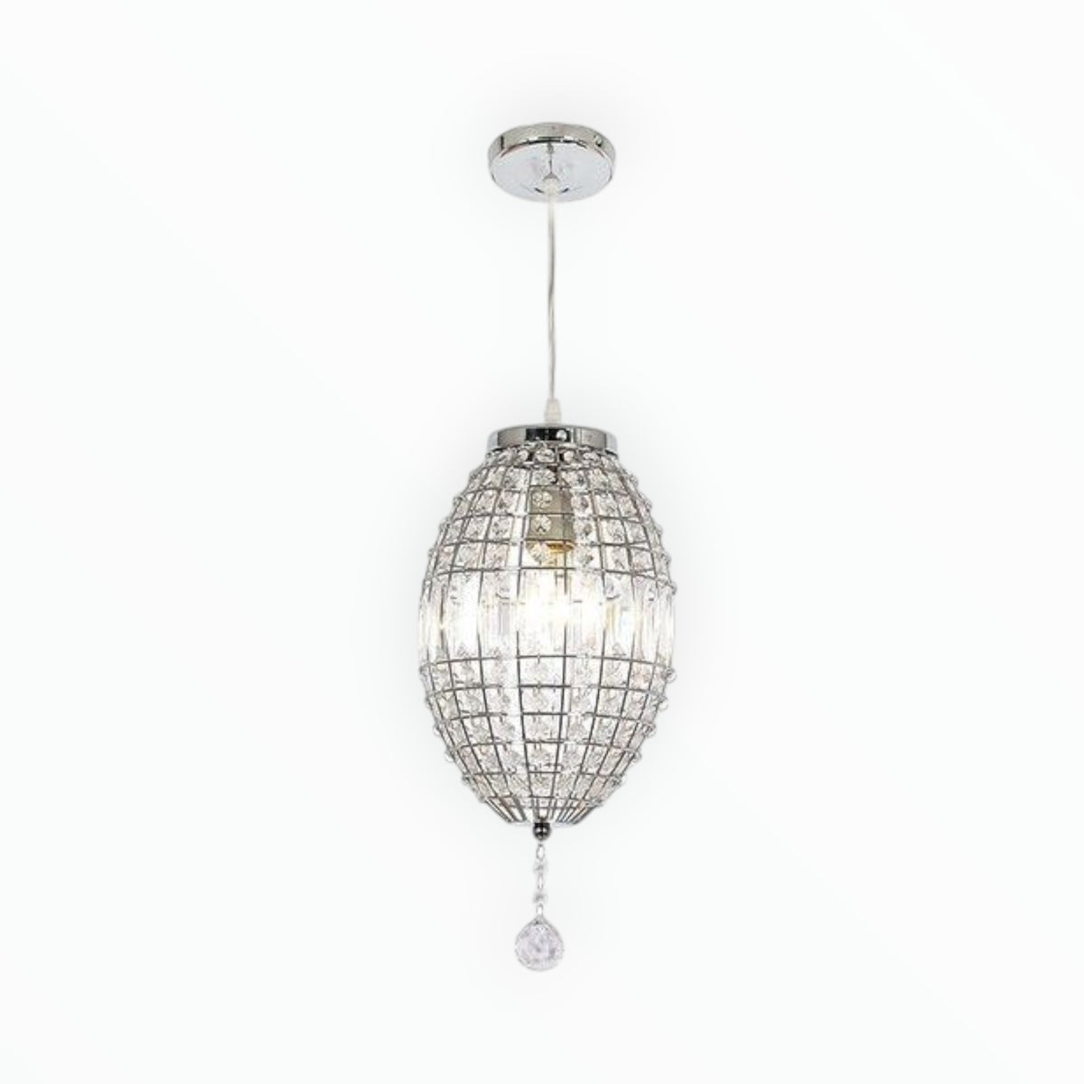 Brightstar PEN167/1 CHROME Polished Chrome Pendant with Clear Acrylic Crystals