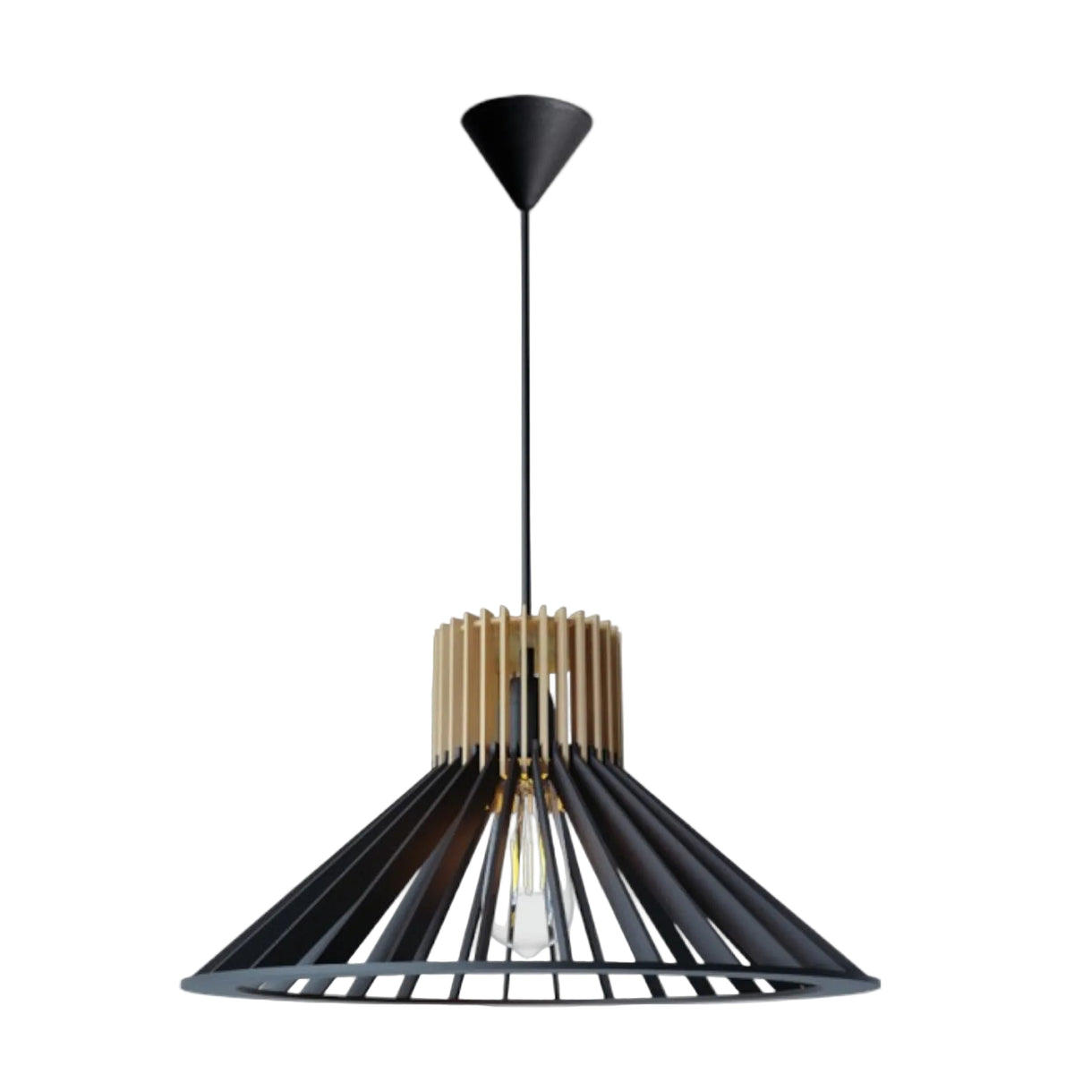 Brightstar PEN810 Bamboo Marble Wood Finish and Wood Pendant 60W (LED or CFL only) Natural/Black
