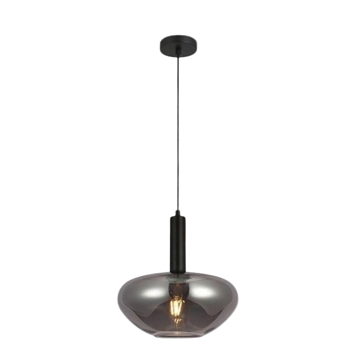 Brightstar PEN892 SMOKE Metal and Glass Cord Pendant Smoke Glass 1X60W Es