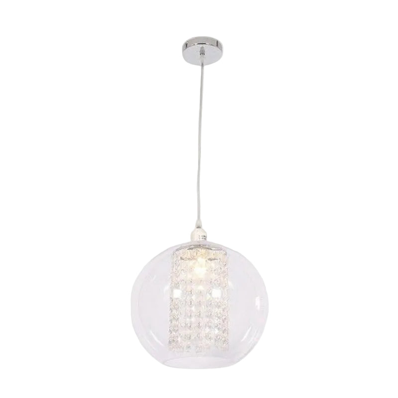 Brightstar PEN679/1 CHROME Polished Chrome Pendant with Clear Acrylic Cover and Acrylic Crystals