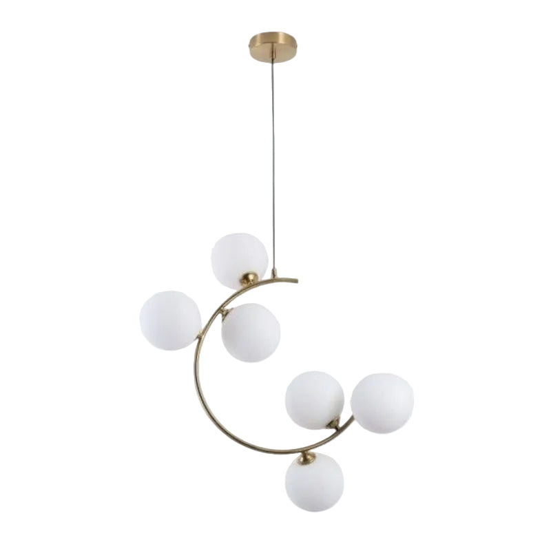 Brightstar PEN894/6 BRASS Metal Pendant with White Glass Brass 6xG9