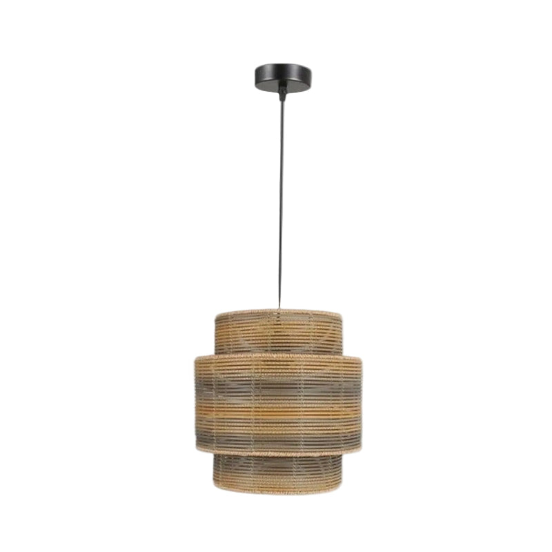 Brightstar PEN301 BK/RATTAN Metal and Plastic Rattan Pendant E27 Balck/Rattan
