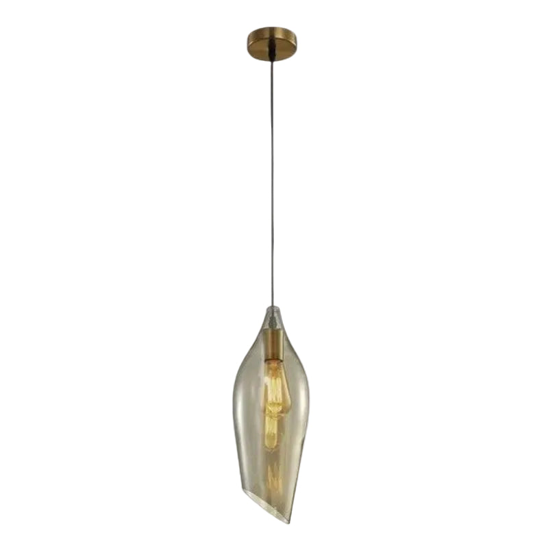 Brightstar PEN552/1 GLASS Satin Brass Pendant with Cognac Colour Glass