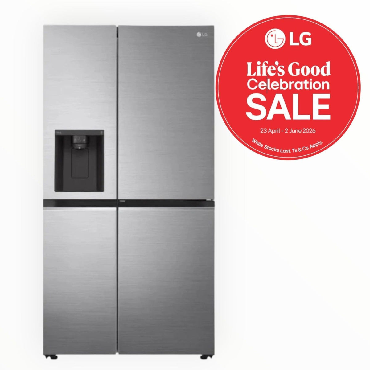 LG 674L Platinum Silver Side By Side Fridge GC-J257SLSS.APZQESA.