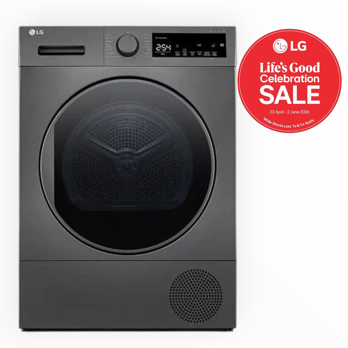 LG 8 Kg Dark Silver  Front Load Heat Pump Dryer -RH80T2SP7RM.ADSQESA