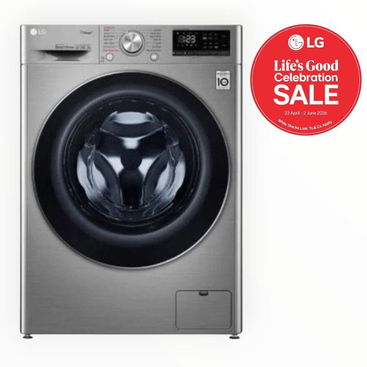 LG 10.5/7kg Stainless Washer Dryer Machine F4V5RGP2T.ASSQESA