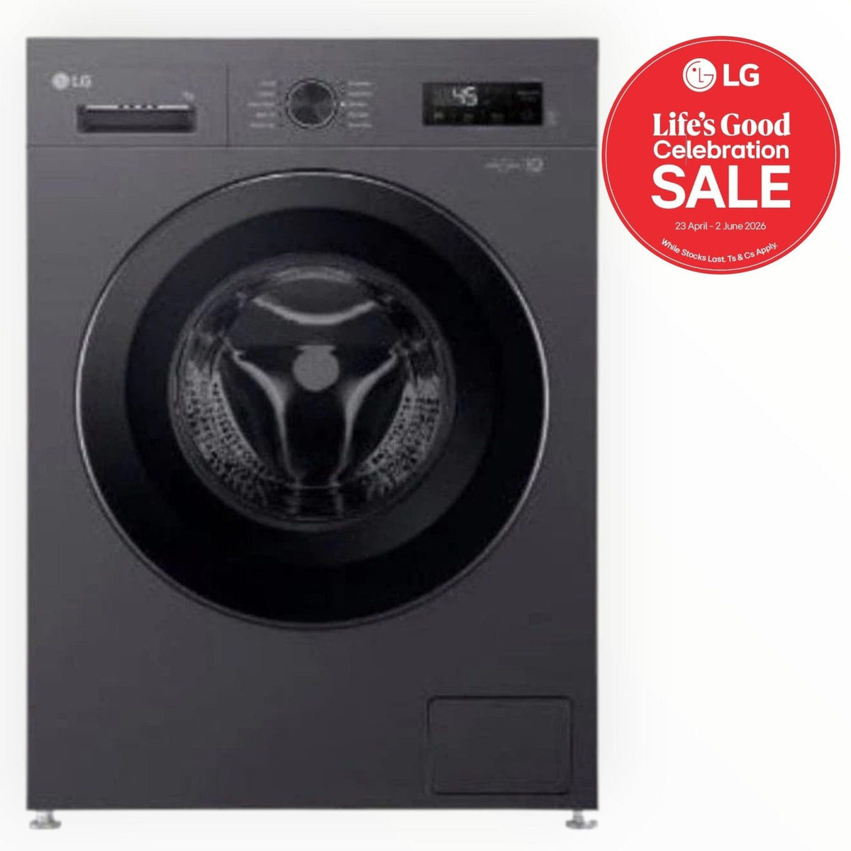 LG 7kg Middle Black Front Loader Washing Machine  F2Y1HYP6J.AMBQESA.
