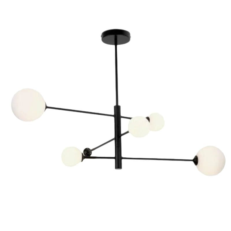 Brightstar CH393/6 BLACK Metal and Opal Glass Chandelier Black