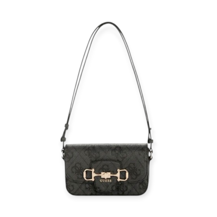 Guess Janie Logo CLO Convertible Flap Crossbody Bag Coal OS992421.