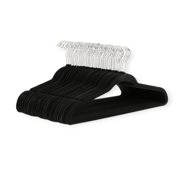 Danny Home Velvet Slim Hangers 44.5cm 25 Piece Black VH022B-25.