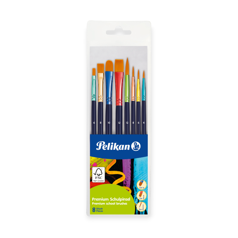 Pelikan Premium Brush Set With 8 Synthetic Brushes 701181