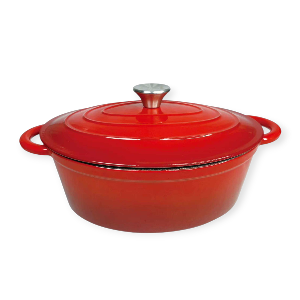CH Cast Iron Oval Pot 30cm Red CH1352