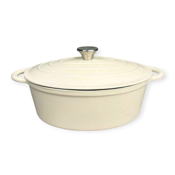 CH Cast Iron Oval Pot 30cm Cream CH1353