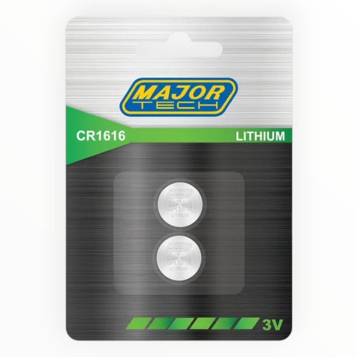 Major Tech Lithium Button Cells CR1616 BP2 2Pc 3v Cell.