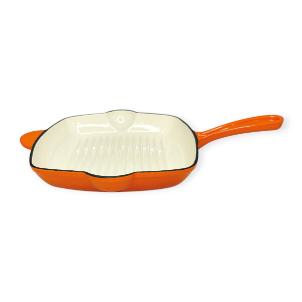 CH Cast Iron Square Frying Pan 27cm Orange CH1293.