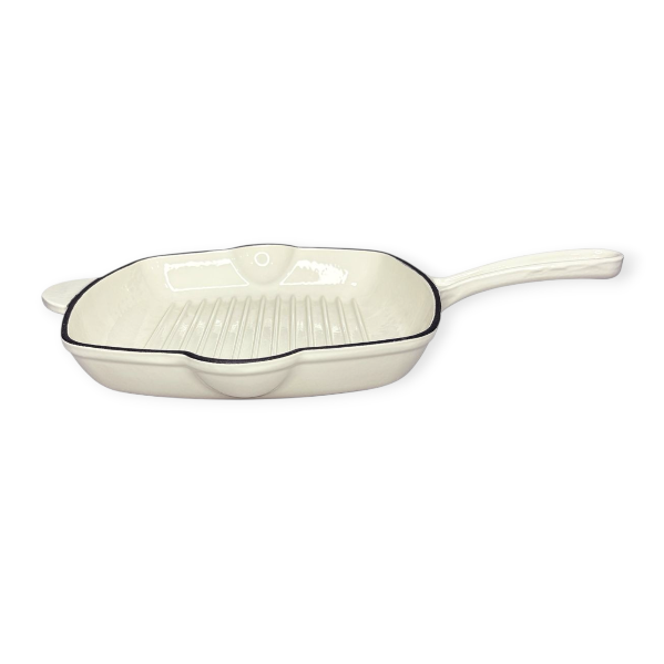 CH Cast Iron Square Frying Pan 27cm Cream CH1295
