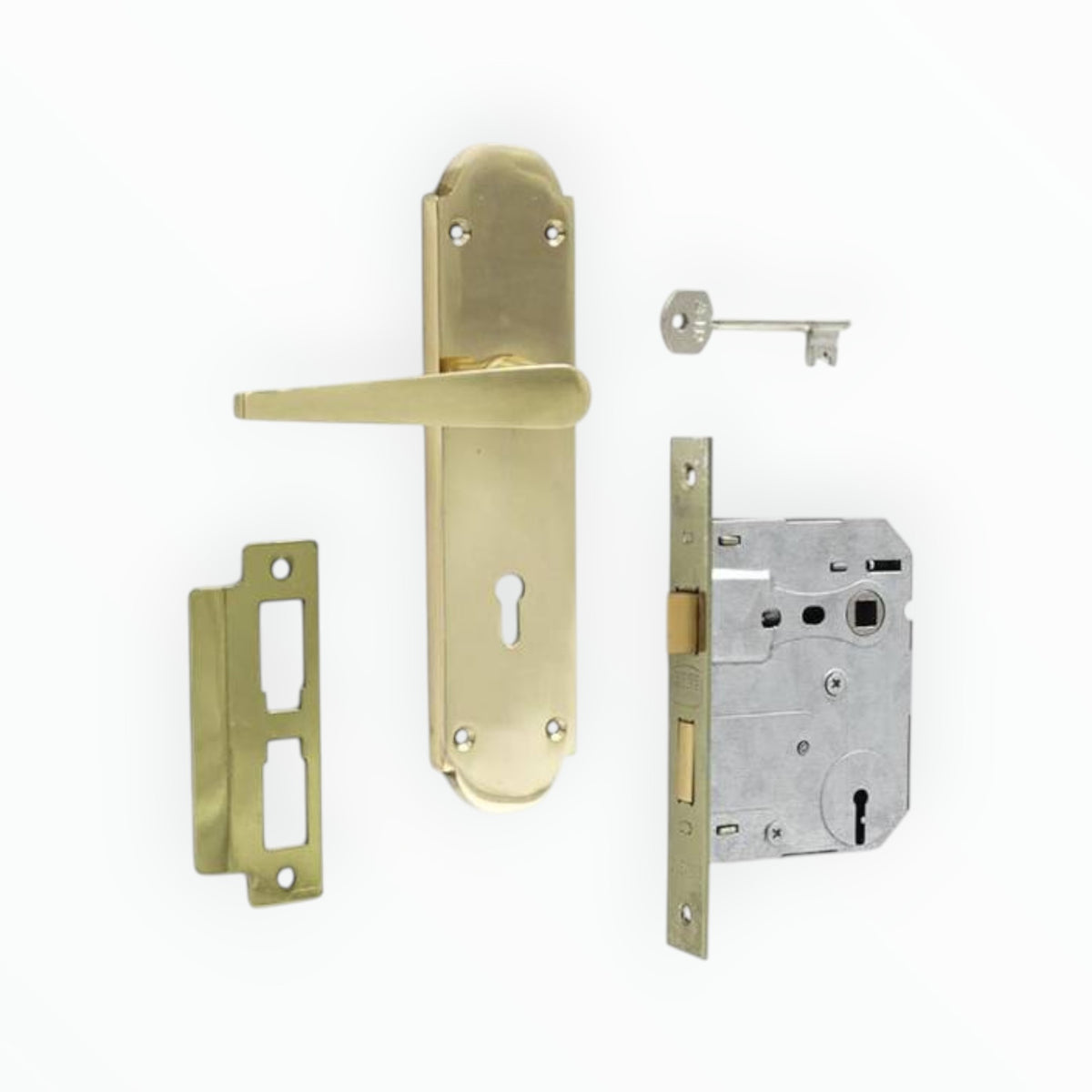Mortice Lockset 12 in Nickel and Gold