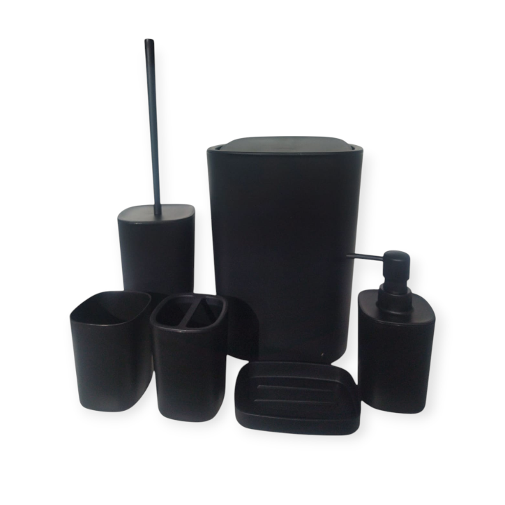 CH Plastic Bathroom Set 6 Piece Black CH1363-N