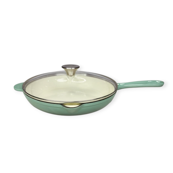CH Cast Iron Frying Pan With Glass Lid 27cm Sea Salt CH1288.