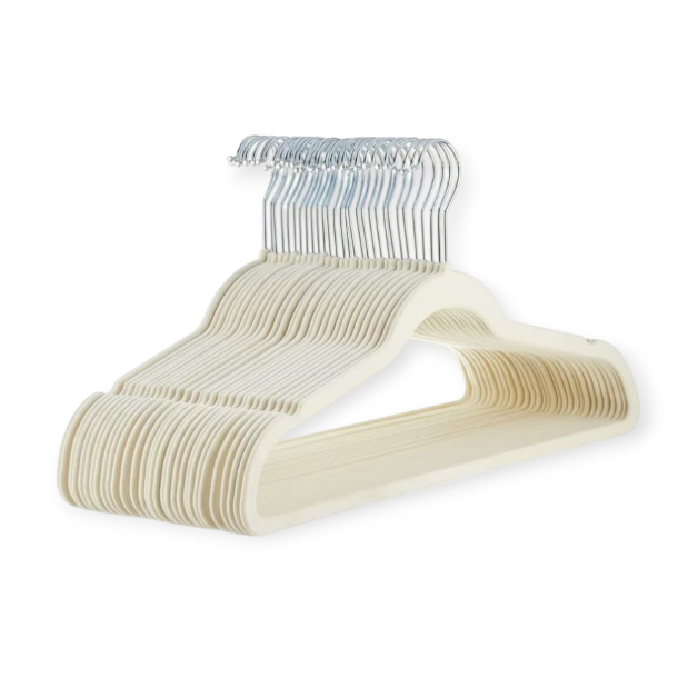 Danny Home Velvet Slim Hangers 44.5cm 25 Piece Creamy VH022C-25.