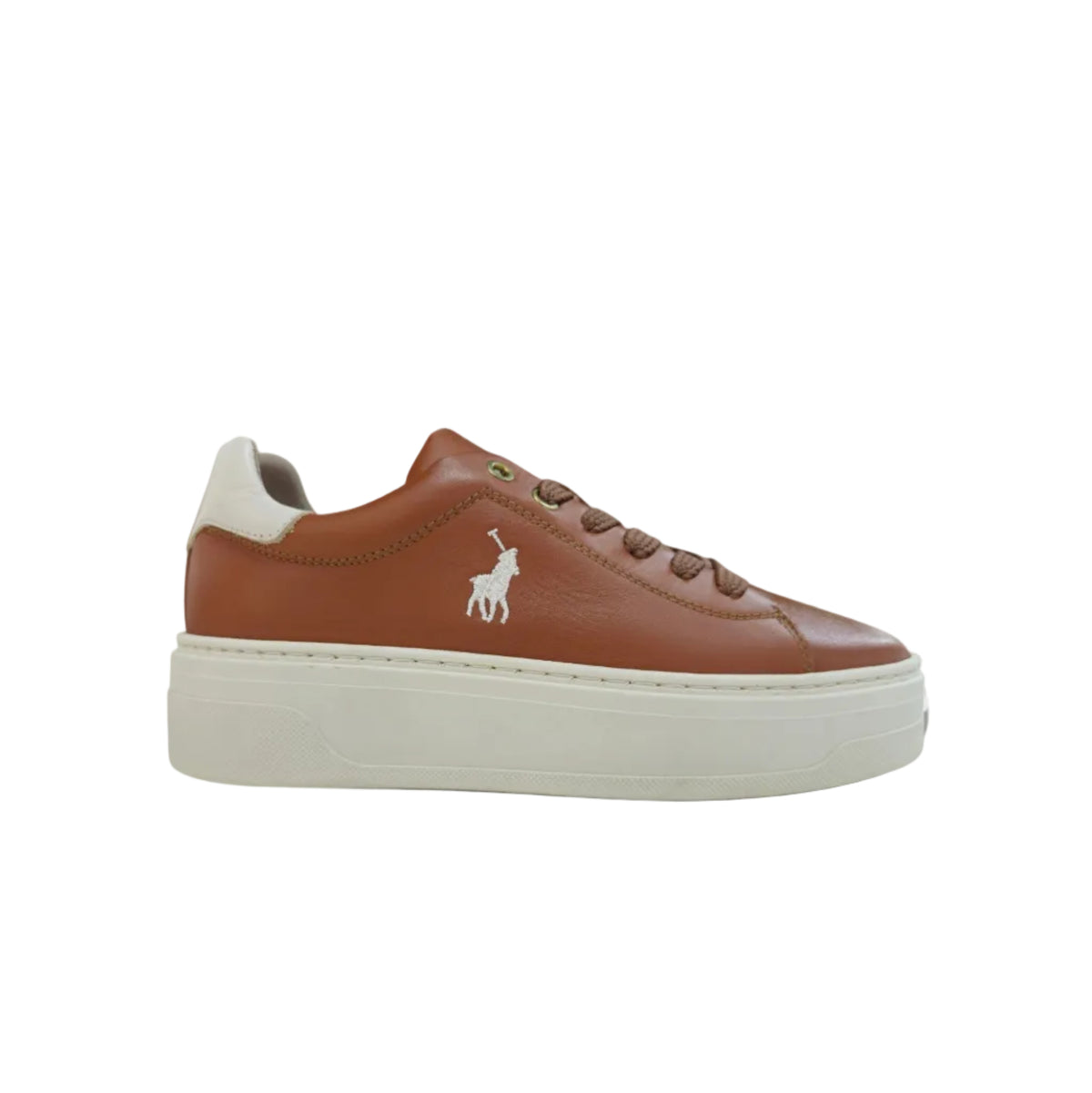 Polo Ladies Leather Platform Sneakers -Tan 0069405