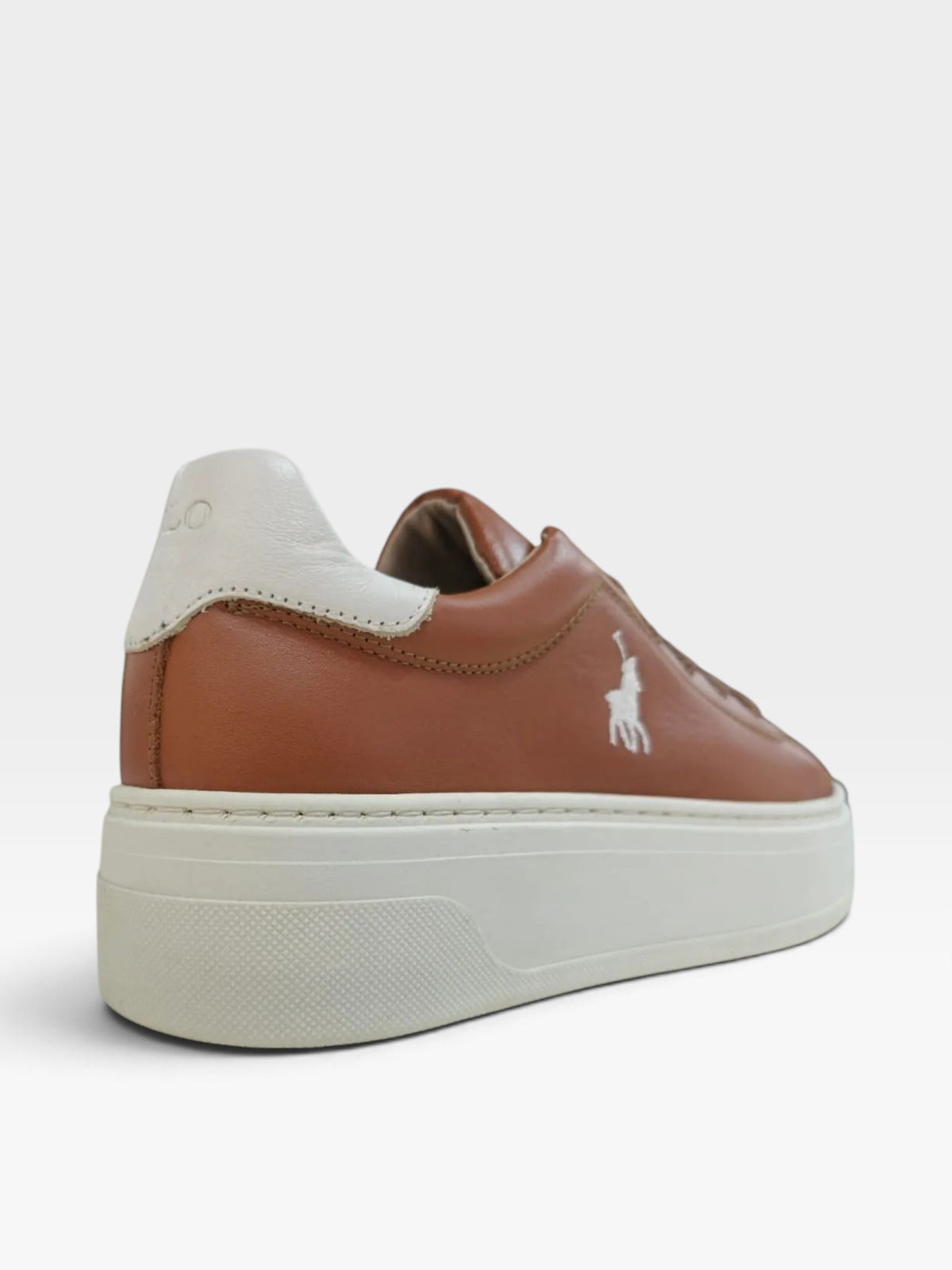 Polo Ladies Leather Platform Sneakers -Tan 0069405