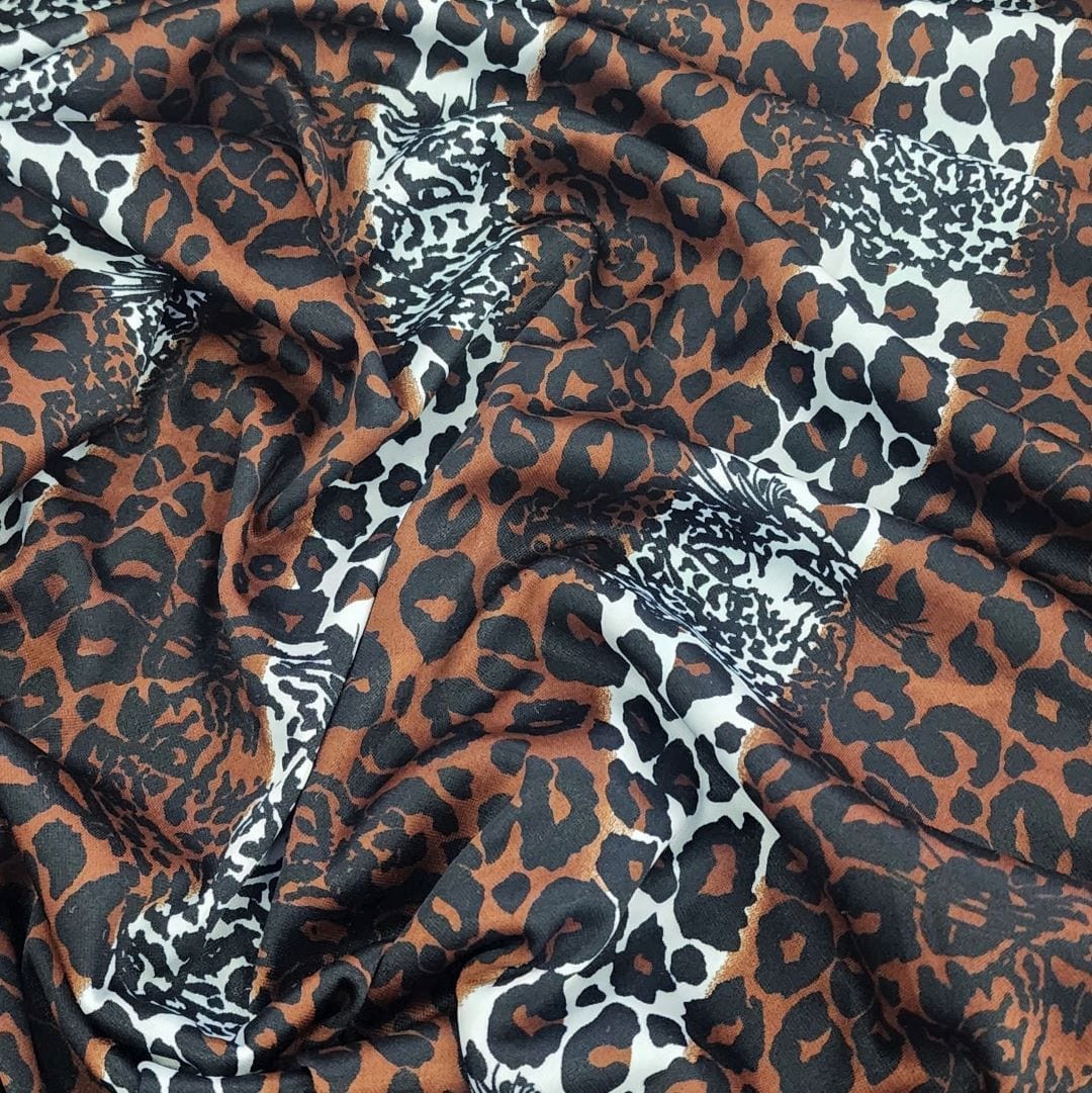 TRILOBAL Dress Fabrics Printed Leopard Trilobal Fabric Brown 150cm (7336911339609)